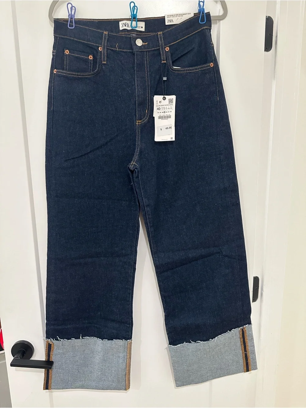 Zara Dark Indigo Cuffed Jeans